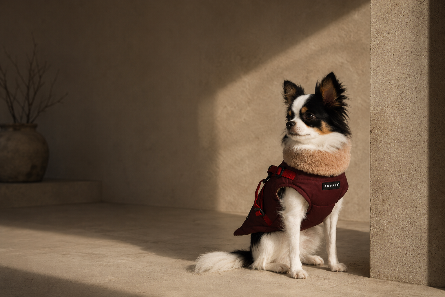 Dog wearing Puppia outerwear